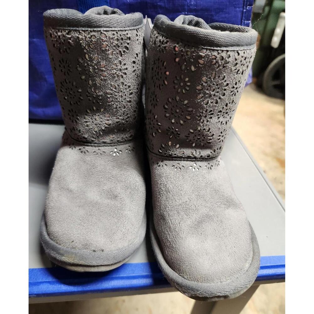 Girls Rampage Faux Shearling-lined Gray Boots girls size 10